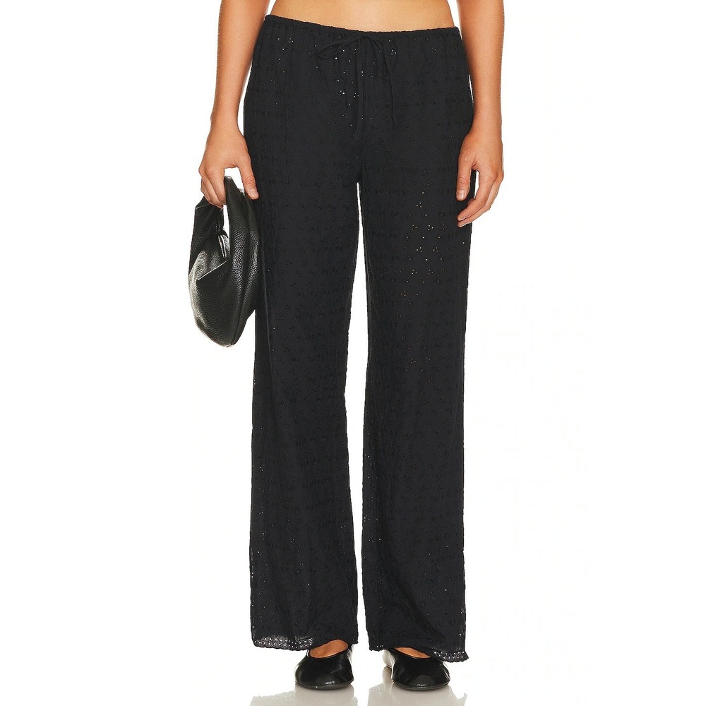 Frankies Eyelet Women's Medium Black Daisy Pants Comfy Beach